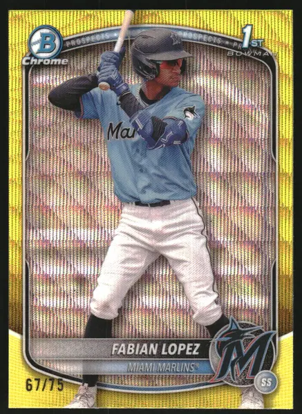 2025 Bowman Chrome Prospects Yellow Wave Refractors #BCP19 Fabian Lopez /75