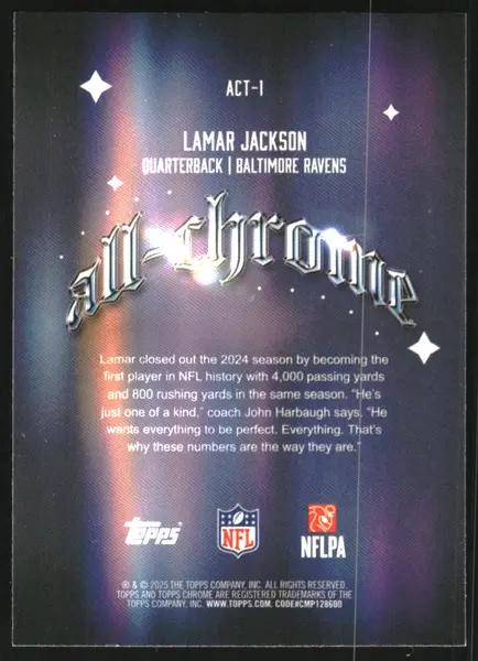 2025 Topps Chrome All Chrome Team #ACT1 Lamar Jackson