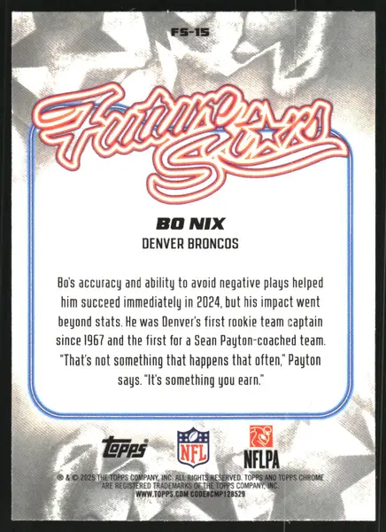 2025 Topps Chrome Future Stars #FS15 Bo Nix