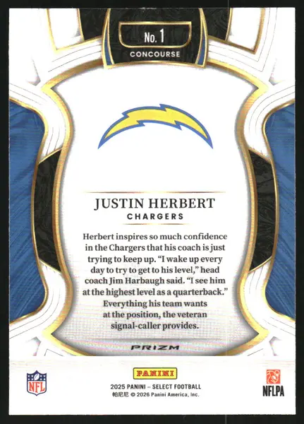 2025 Select Prizm Black and Green Shock #1 Justin Herbert