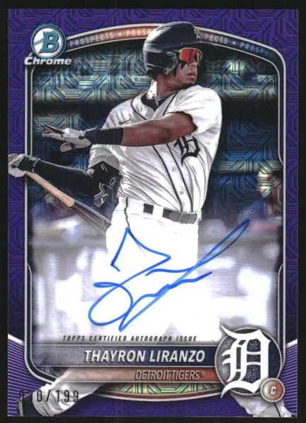 2025 Bowman Chrome Mega Box Autographs Purple Refractors #BMATL Thayron Liranzo Auto /199