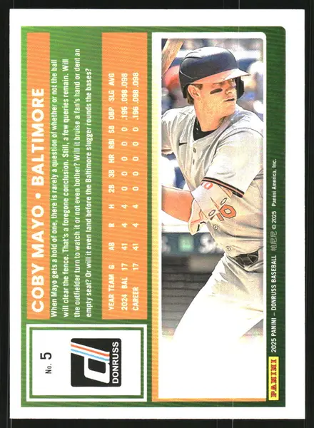 2025 Donruss Red and Blue #5 Coby Mayo
