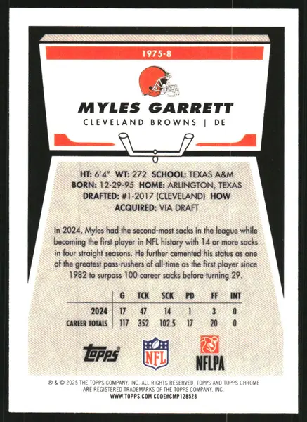 2025 Topps Chrome '75 Topps #19758 Myles Garrett