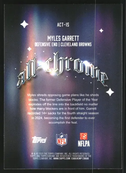 2025 Topps Chrome All Chrome Team #ACT15 Myles Garrett