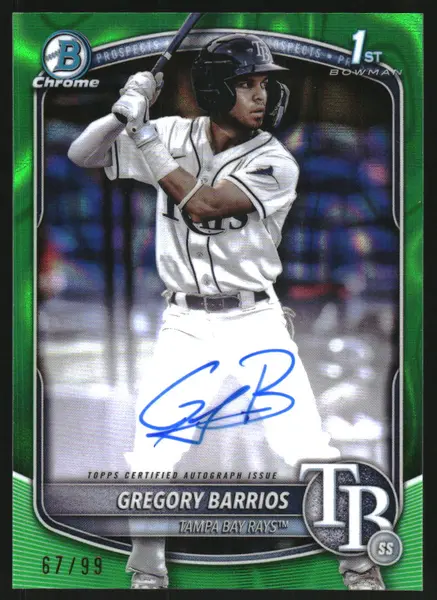 2025 Bowman Chrome Prospect Autographs Green Lava Refractors #CPAGB Gregory Barrios Auto /99
