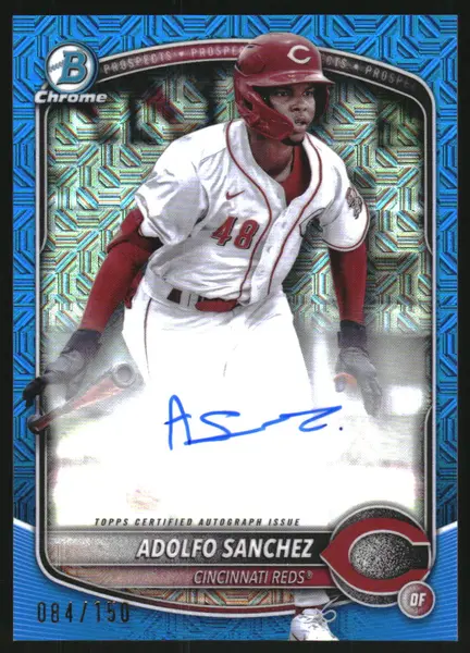 2025 Bowman Chrome Mega Box Autographs Blue Refractors #BMAASA Adolfo Sanchez Auto /150