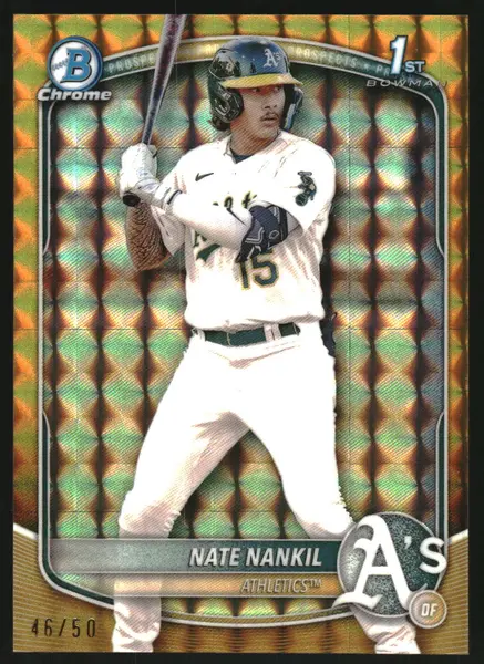 2025 Bowman Chrome Prospects Gold Geometric Refractors #BCP102 Nate Nankil /50