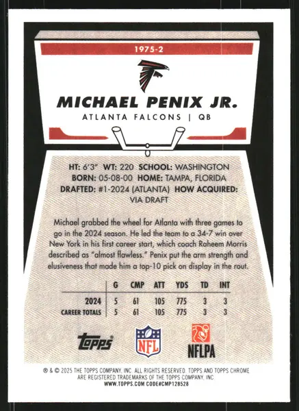 2025 Topps Chrome '75 Topps #19752 Michael Penix Jr.