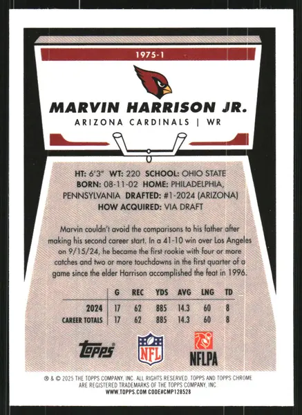 2025 Topps Chrome '75 Topps #19751 Marvin Harrison Jr.