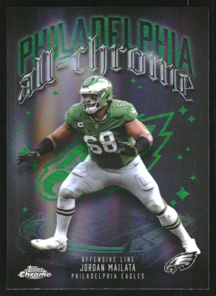 2025 Topps Chrome All Chrome Team Green Refractors #ACT12 Jordan Mailata /99
