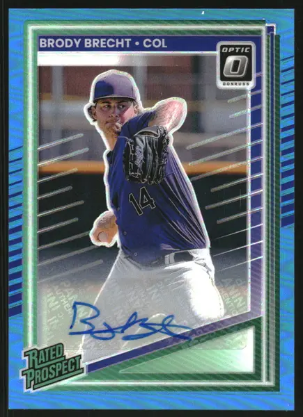 2025 Donruss Optic Rated Prospects Signatures Carolina Blue #105 Brody Brecht Auto /35