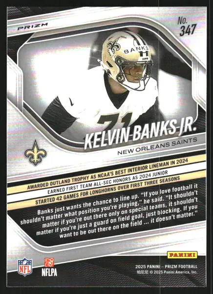 2025 Panini Prizm Prizms Lazer #347 Kelvin Banks Jr.