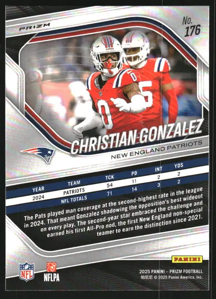 2025 Panini Prizm Prizms Neon Green Pulsar #176 Christian Gonzalez