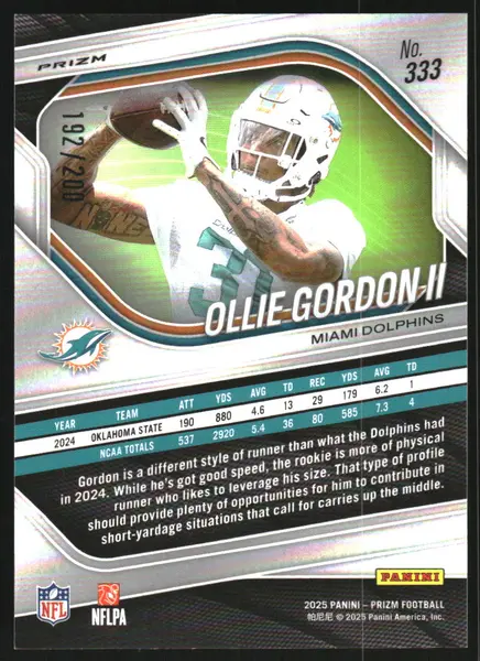 2025 Panini Prizm Prizms Hyper #333 Ollie Gordon II /200