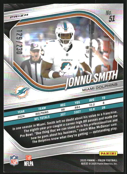 2025 Panini Prizm Prizms Blue Wave #51 Jonnu Smith /230