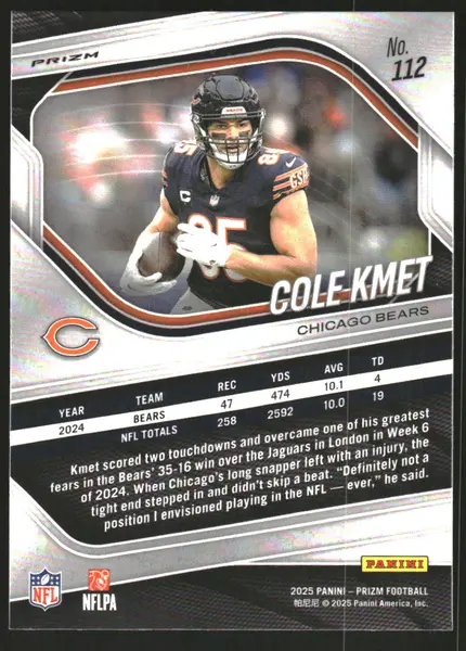 2025 Panini Prizm Prizms Lazer #112 Cole Kmet