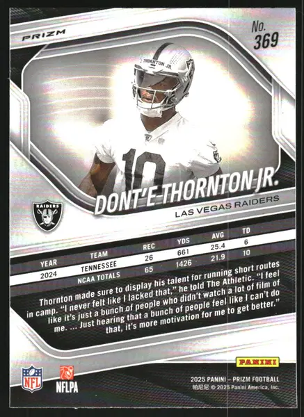 2025 Panini Prizm Prizms Neon Green Pulsar #369 Dont'e Thornton Jr.
