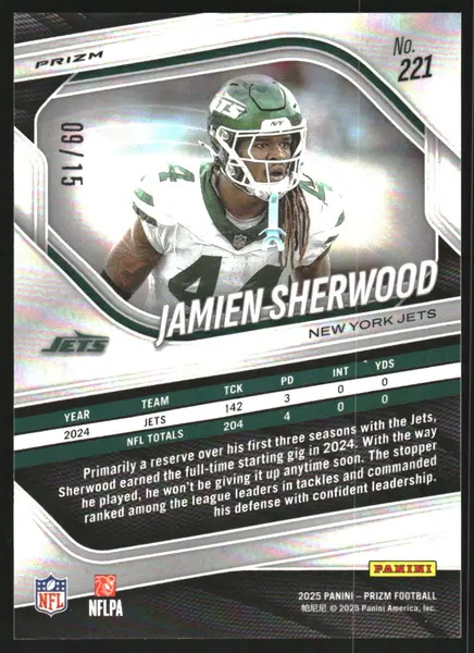 2025 Panini Prizm Prizms Forest Camo #221 Jamien Sherwood /15