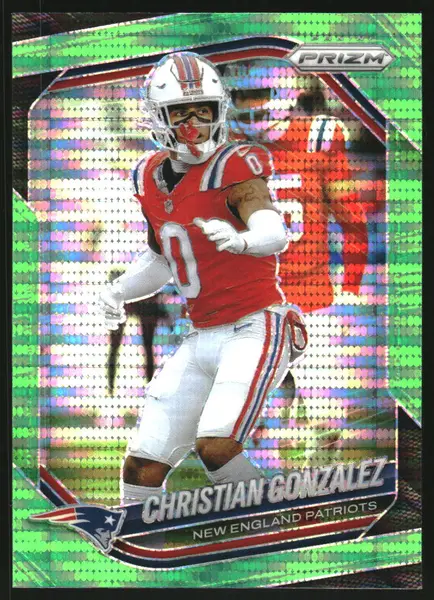 2025 Panini Prizm Prizms Neon Green Pulsar #176 Christian Gonzalez