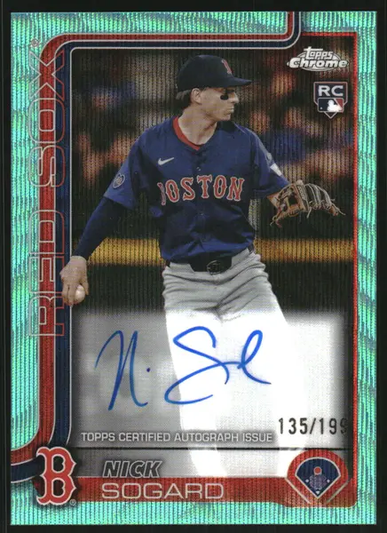 2025 Topps Chrome Rookie Autographs Aqua Wave Refractors #RANSO Nick Sogard Auto /199