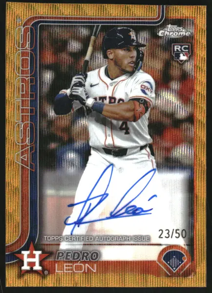 2025 Topps Chrome Rookie Autographs Gold Wave Refractors #RAPL Pedro Leon Auto /50