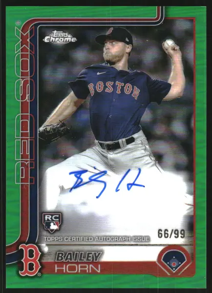 2025 Topps Chrome Rookie Autographs Green Refractors #RABHO Bailey Horn Auto /99