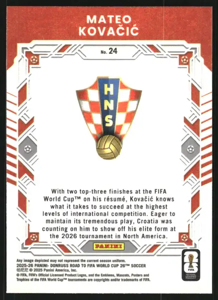 2025-26 Donruss Road to FIFA World Cup Elite Series Silver #24 Mateo Kovacic
