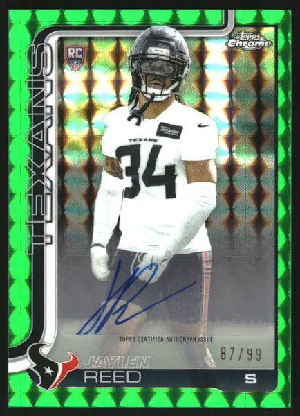 2025 Topps Chrome Rookie Autographs Green Geometric Refractors #RAJR Jaylen Reed Auto /99