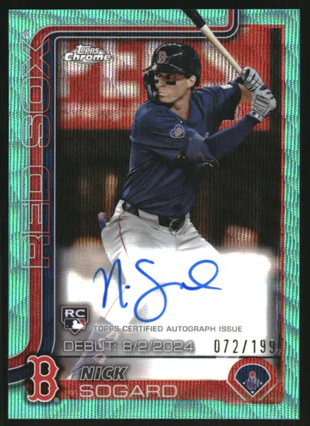 2025 Topps Chrome Update Rookie Debut Autographs Aqua Wave Refractors #CRDANS Nick Sogard Auto /199