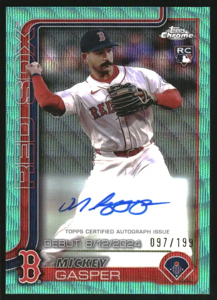 2025 Topps Chrome Update Rookie Debut Autographs Aqua Wave Refractors #CRDAMG Mickey Gasper Auto /199