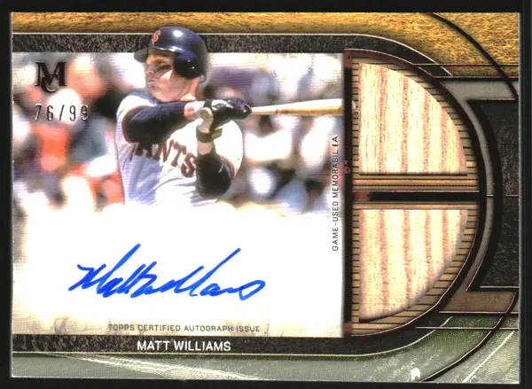 2025 Topps Museum Collection Signature Swatches Dual Relic Autographs Copper #SPDRAMW Matt Williams Auto Jersey /99